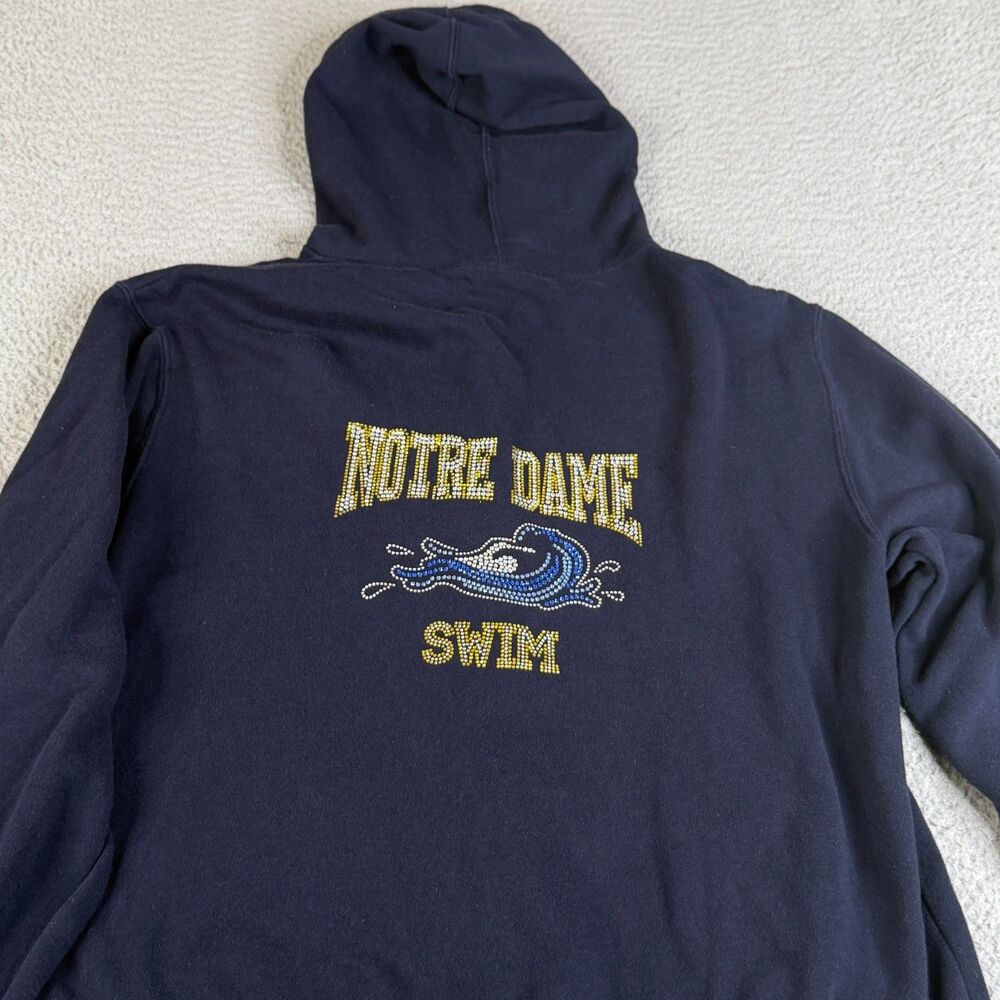NOTRE DAME Fighting Irish Hoodie Womens XL Swim Sweatshirt Rhinestones Sweater